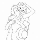 Coloring Page Girls Having A Happy Time Best Friends Forever  sketch template