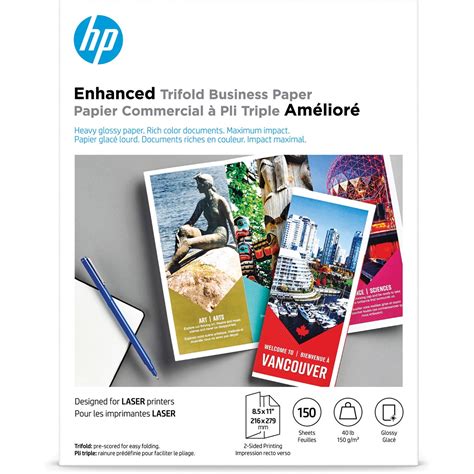 HP, HEWQ6612A, Trifold Brochure Paper, 150 / Pack, White - Walmart.com ...