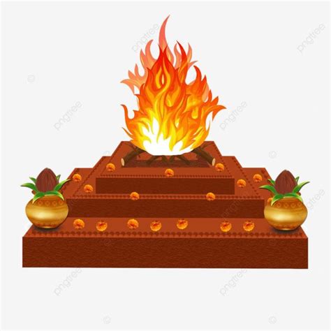 Indian Hindu Wedding Mandap Design Havan And Homam Vector Fire Kalash ...