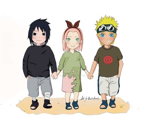Sasuke, Sakura and Naruto as kids by SlanchoMood.deviantart.com on @DeviantArt | Sakura and ...