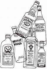 whisky Tequila Vodka Jager  Bottle Drawing Alcohol Coloring pages sketch template
