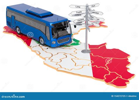 Peru Bus Tours Concept. 3D Rendering Stock Illustration - Illustration ...