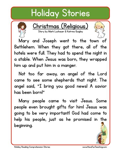 Christian Christmas Reading Comprehension Worksheet by Teach Simple