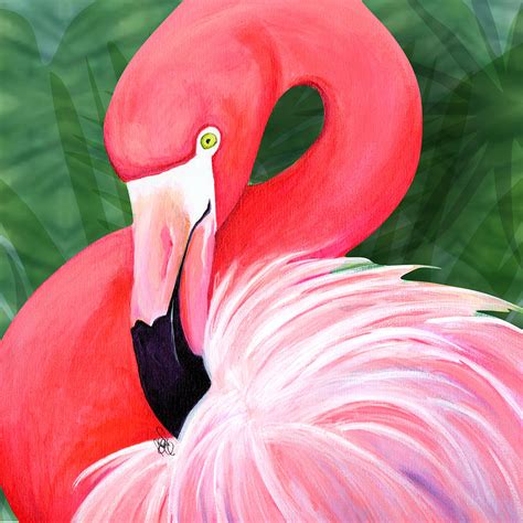 Pink Flamingo Painting Painting by Bridget Zoltek - Pixels