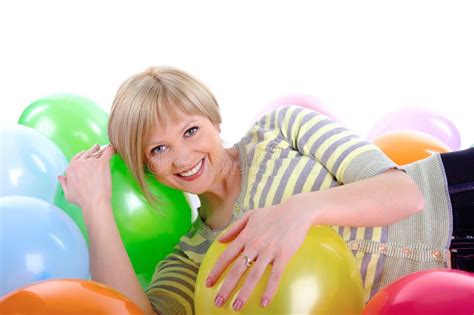 Cute Young Girl with Balloons Stock Image - Image of balloon, beautiful ...