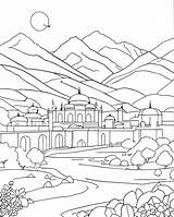 Landscapes afghanistan Kabul coloring Page White Background Highest  sketch template
