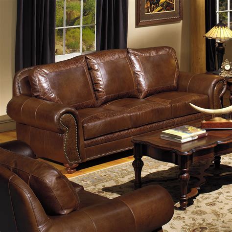 USA Premium Leather 8555 Traditional Leather Sofa with Nailhead Trim | Olinde's Furniture | Sofas