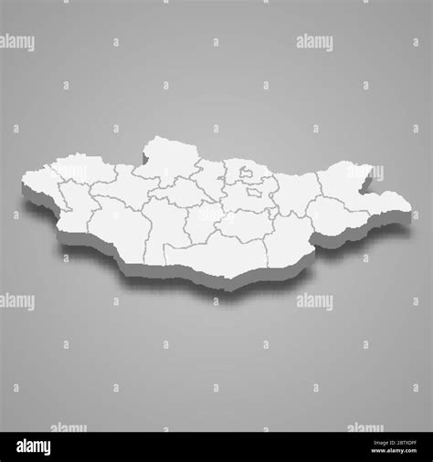 3d map of Mongolia with borders of regions Stock Vector Image & Art - Alamy