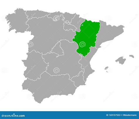 Map of Aragon in Spain stock vector. Illustration of cartography ...