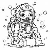 Premium Vector  Coloring Page Outline Of A Cute Cartoon Astronaut sketch template