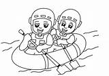 Premium Vector  Kids Playing rafting Cartoon Cute coloring Page For sketch template