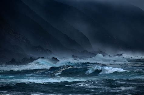 Wallpaper sea, waves, storms, rocks, sea, waves, storm, rocks, dark, blue wallpapers landscapes ...