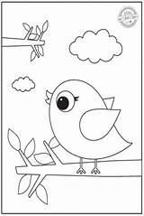 A bird sitting On Top Of Tree Branch With Clouds In The Sky Behind It sketch template