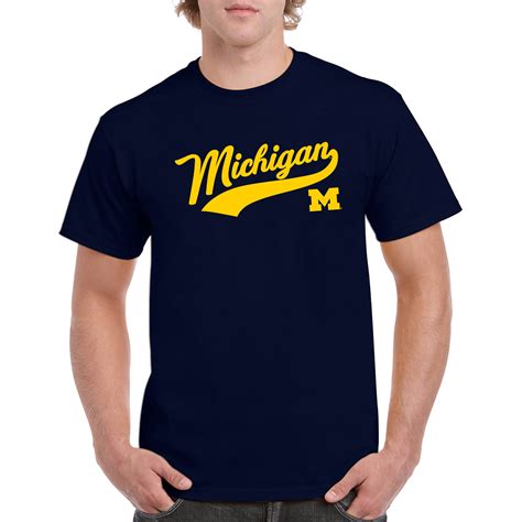 Baseball Jersey Script University of Michigan Basic Cotton Short Sleev ...