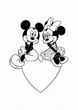 Mickey Mouse And Minnie Sitting On Heart coloring Page  Download sketch template