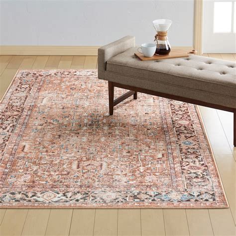 Everwash Callaghan Edith Distressed Vintage Machine Washable Area Rug, Terracotta, 5'2 in. x7'2 ...