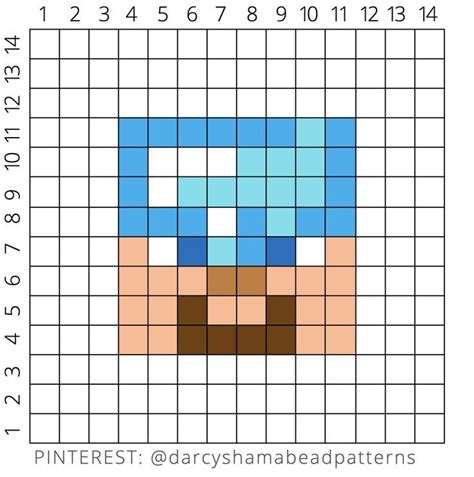 Create a stunning Minecraft Diamond Steve pattern with 14x14 grid