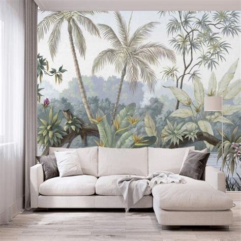 Tropical Wallpaper Mural Removable Jungle Wall Mural Peel and Stick Self Adhesive Accent Wall ...