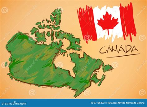 Canada Map and National Flag Vector Stock Vector - Illustration of digital, hand: 57156473