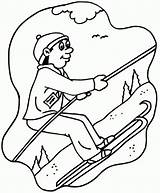 Skiing Coloring Page A Girl Downhill  Home sketch template