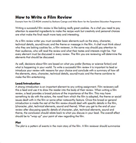 Sample Film Review Template - 8+ Free Documents Download in Word, PDF