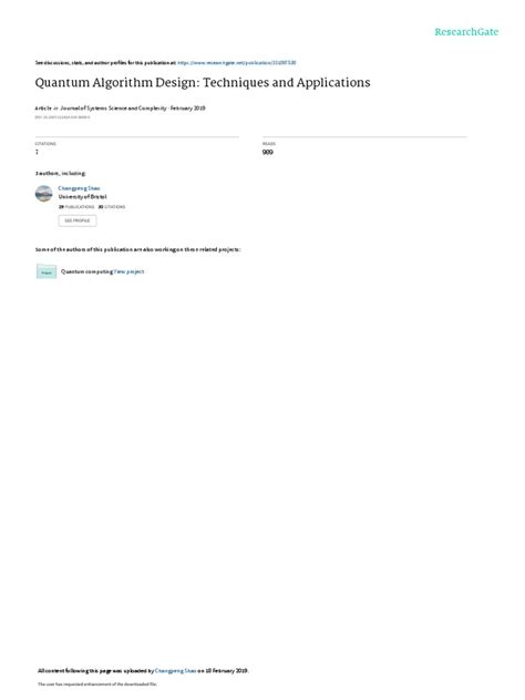 Quantum Algorithm Design Techniques and Applications | PDF | Quantum ...