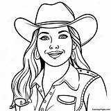 Happy Cowgirl In Western Outfit Coloring Page  Pagescom sketch template