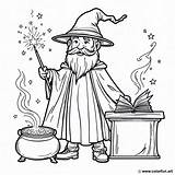 Coloring Page Of A wizard With Wand Download Or Print For Free sketch template