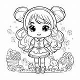 Premium Vector  Cute little Girl In The Garden coloring Book For Children sketch template
