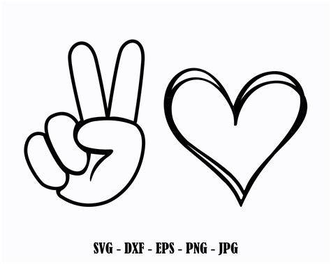 Art & Collectibles Digital Drawing & Illustration Heart Peace Hand ...