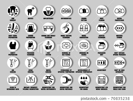 Full set of ISO, FDA dentist icons for medical... - Stock Illustration [70835238] - PIXTA