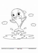 Jumping Dolphin Cartoon Coloring Page  KidzeZone sketch template