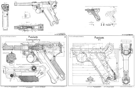 Luger P08 Blueprint - Download free blueprint for 3D modeling