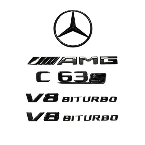 AMG C63 S Blackout Rear Trunk Emblem Gloss Black Badge
