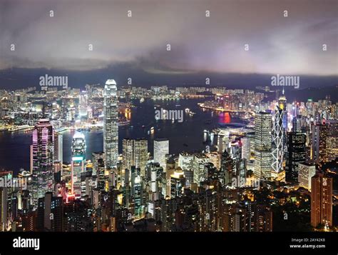 Hong Kong skyline at night Stock Photo - Alamy