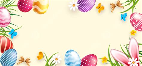 Cute Egg Pattern Easter Floral Decorative Border Background, Easter ...