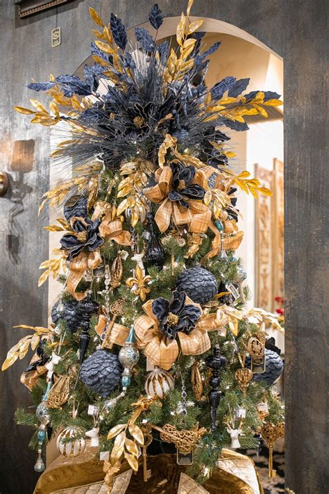 Luxury Blue and Gold Christmas Tree Decoration and Toppers - Luxury Christmas Decor by Linly ...