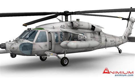 MH-60 Black Hawk helicopter 3d model with Cockpit