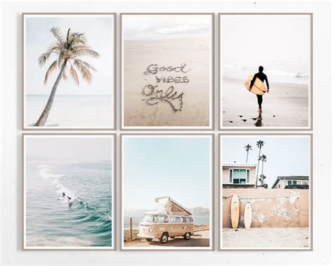 Set of 6 Prints Beach Prints Set Boho Beach Decor Coastal | Etsy