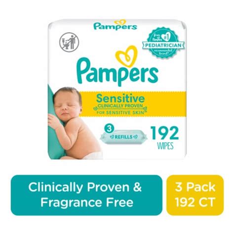 Pampers Sensitive Perfume Free Baby Wipes, 3 pk / 192 count - Kroger