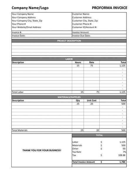 General Labor Invoice Spreadsheet Templates for Busines Labor Invoice ...