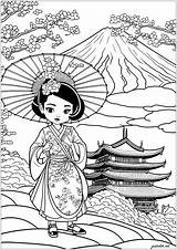 Japanese Coloring Pages Kimono sketch template