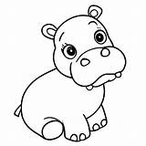 Baby Hippo Coloring Page · Creative Fabrica sketch template