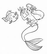 Coloring Ariel Flounder The Little Mermaid Page Prismacolor  sketch template