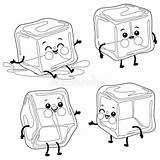 Cute Ice Cube Characters Vector Black And White Coloring Page Stock  sketch template