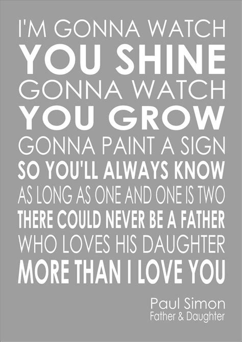 Paul Simon - Father And Daughter - Lyrics Wedding Song Word Wall Art Typography in Home ...