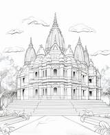 Premium Photo  Hindu Temple In Simple Lines Coloring Book Page sketch template
