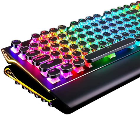 DoubleW Typewriter Style Mechanical Gaming Keyboard with True RGB Backlit, Detachable Wrist Rest ...