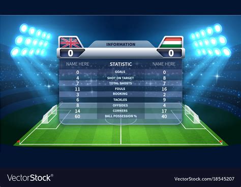 Soccer scoreboard and football stadium Royalty Free Vector