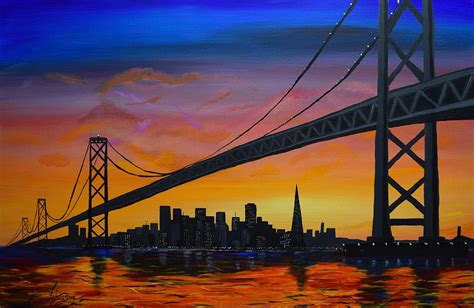 San Francisco Sunset Painting by Eric Johansen